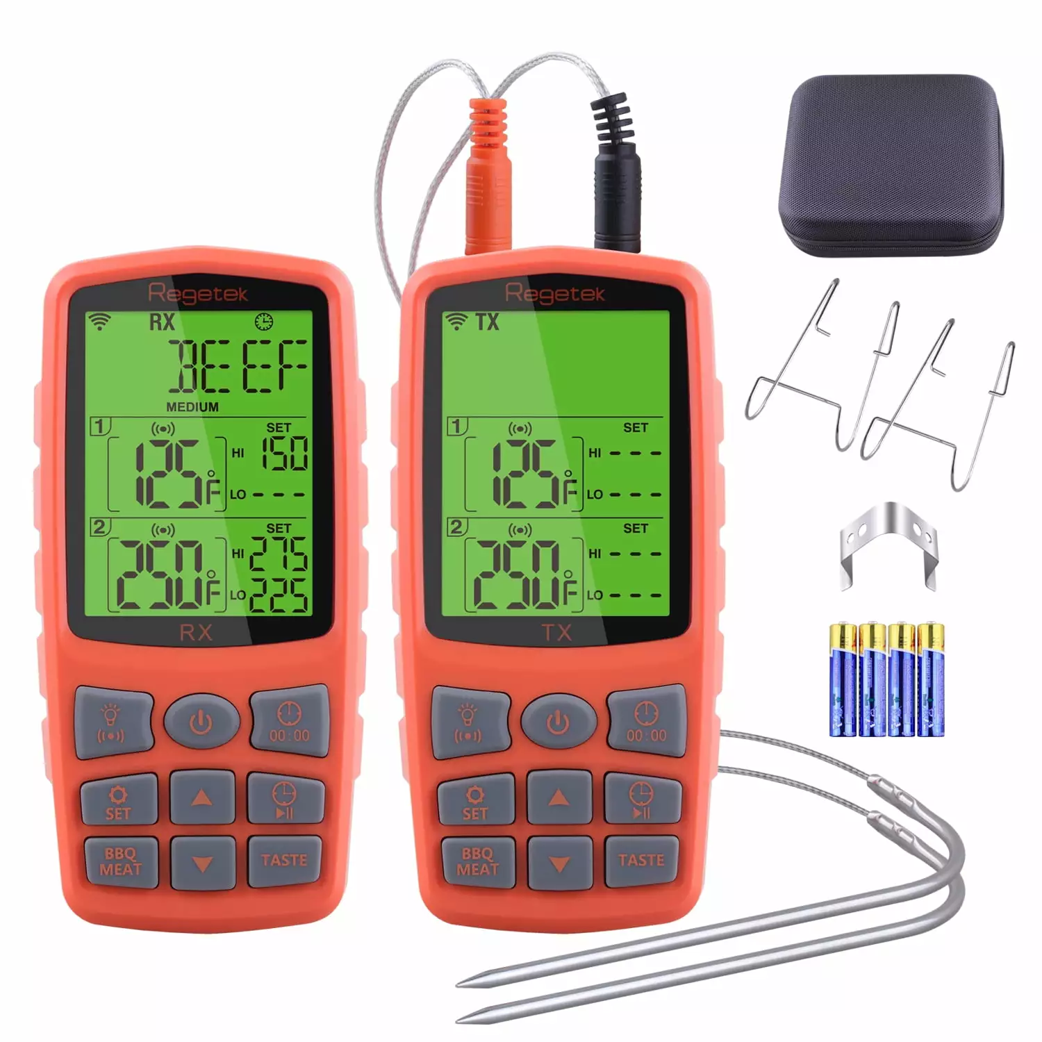 Regetek Wireless Grill Thermometer BBQ Oven Smoker Thermometer Remote Digital LCD Cooking Food Meat Thermometer Stove Kitc...