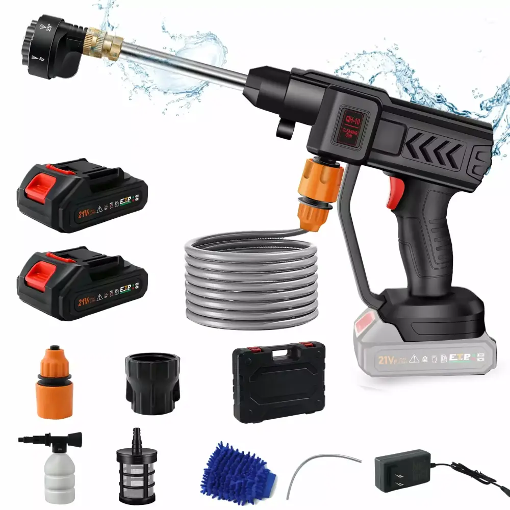 Nacatin Cordless High Pressure Car Washer 2 Batteries 15000mAh and 6--1 Adjustable Nozzle Travel-friendly Vehicle Cleaner ...