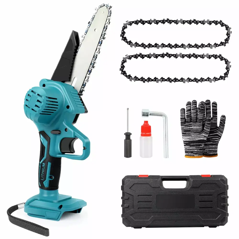 Cordless Chainsaw Mini 6 Inch - Handheld Electric Powered Chain Saw 2 Chains Wood Cutter and Tree Pruning Only