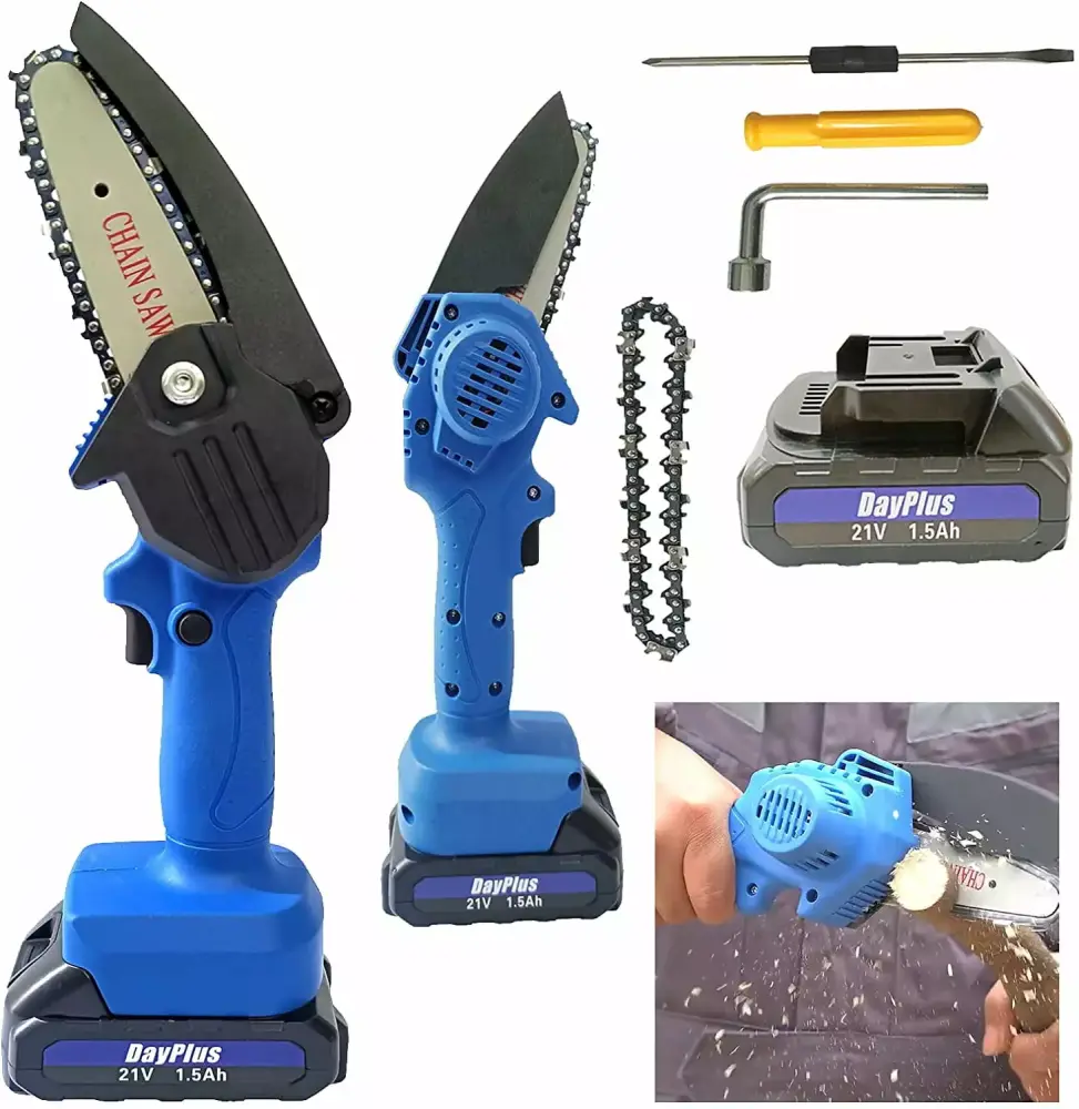 Dayplus 4 Inch Mini Chain Saw Trees Cutter Cordless Wood Cutting Tool 1x Battery Garden Trimming Chainsaw