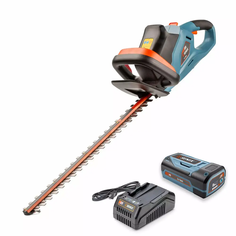 SENIX 58V Max 22-Inch Cordless Brushless Hedge Trimmer Dual Action Blades and 2/3 Cutting Capacity
