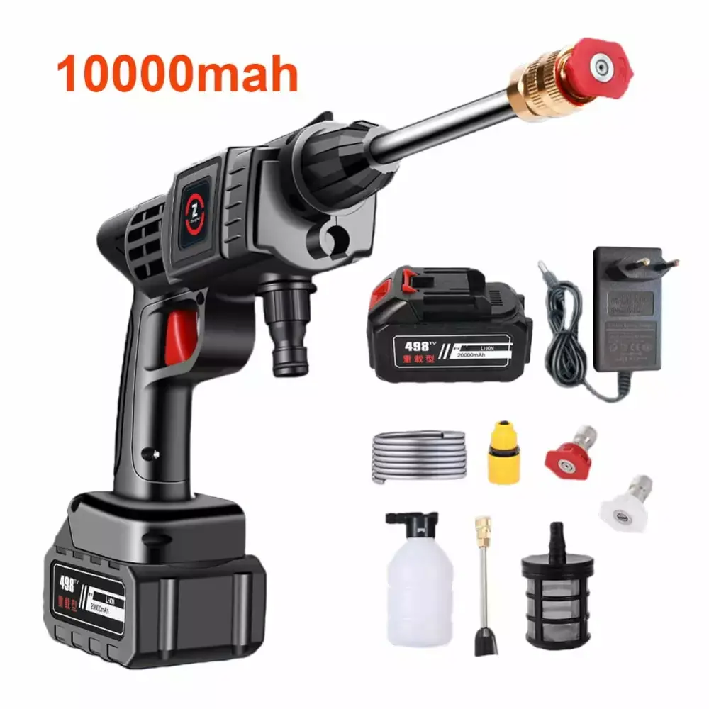 200W Cordless High Pressure Car Washer 20000mAh Battery and Foam Generator 50Bar Water Gun Home Car Washing