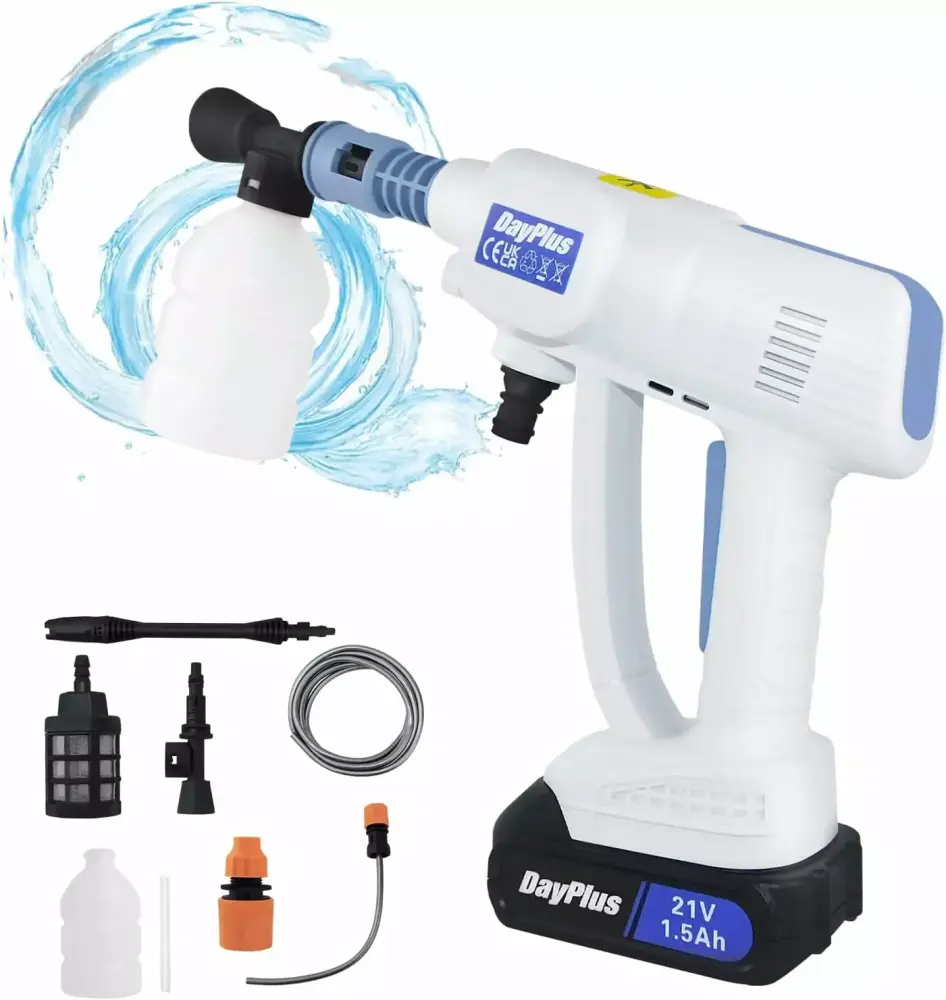 21V Cordless Pressure Washer 1.3Ah Battery 6--1 Adjustable Nozzles Car Wash Fence Floor Cleaning 1
