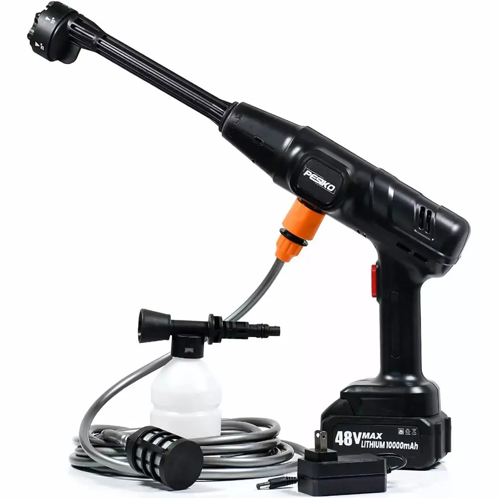 48V Cordless Pressure Washer Battery Powered 6 Nozzles Car Fence Floor Garden Window Cleaning Travel-friendly Electric Washer