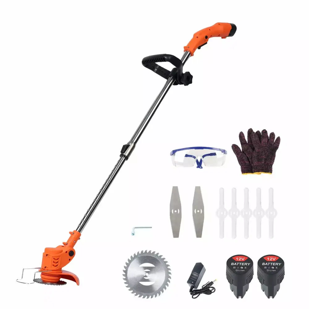 12V Cordless Electric Weed Eater Trimmer Telescopic Rod 2 Batteries and Charger