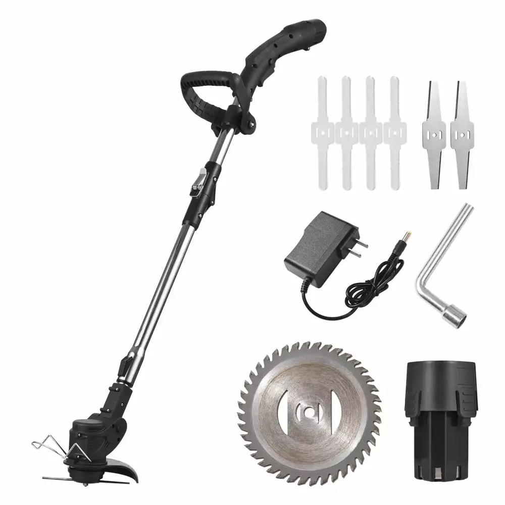 12V Cordless Weed Wacker Adjustable Height Metal Blade Lawn Edger Garden Yard Trimming