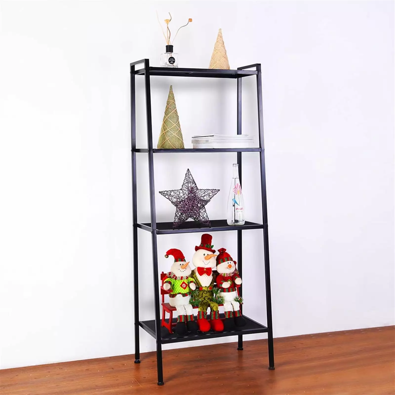 Corner BookShelf 4-Tier Hanging Plant Stand Metal Display Rack Living Room Patio Balcony Pynsseu