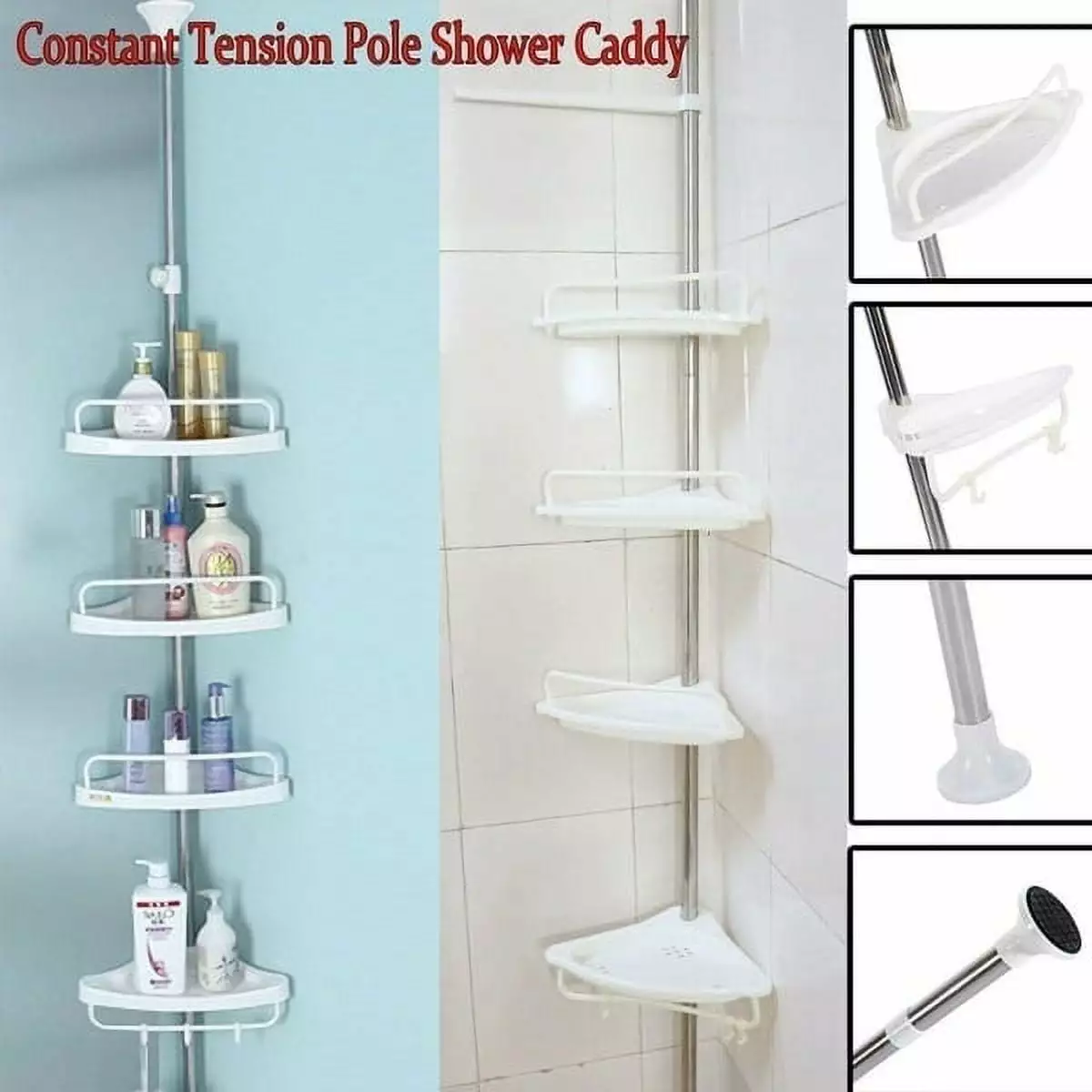 4 Shelves Bathroom Bathtub Shower Caddy Holder Corner Rack Shelf Organizer Jadeshay