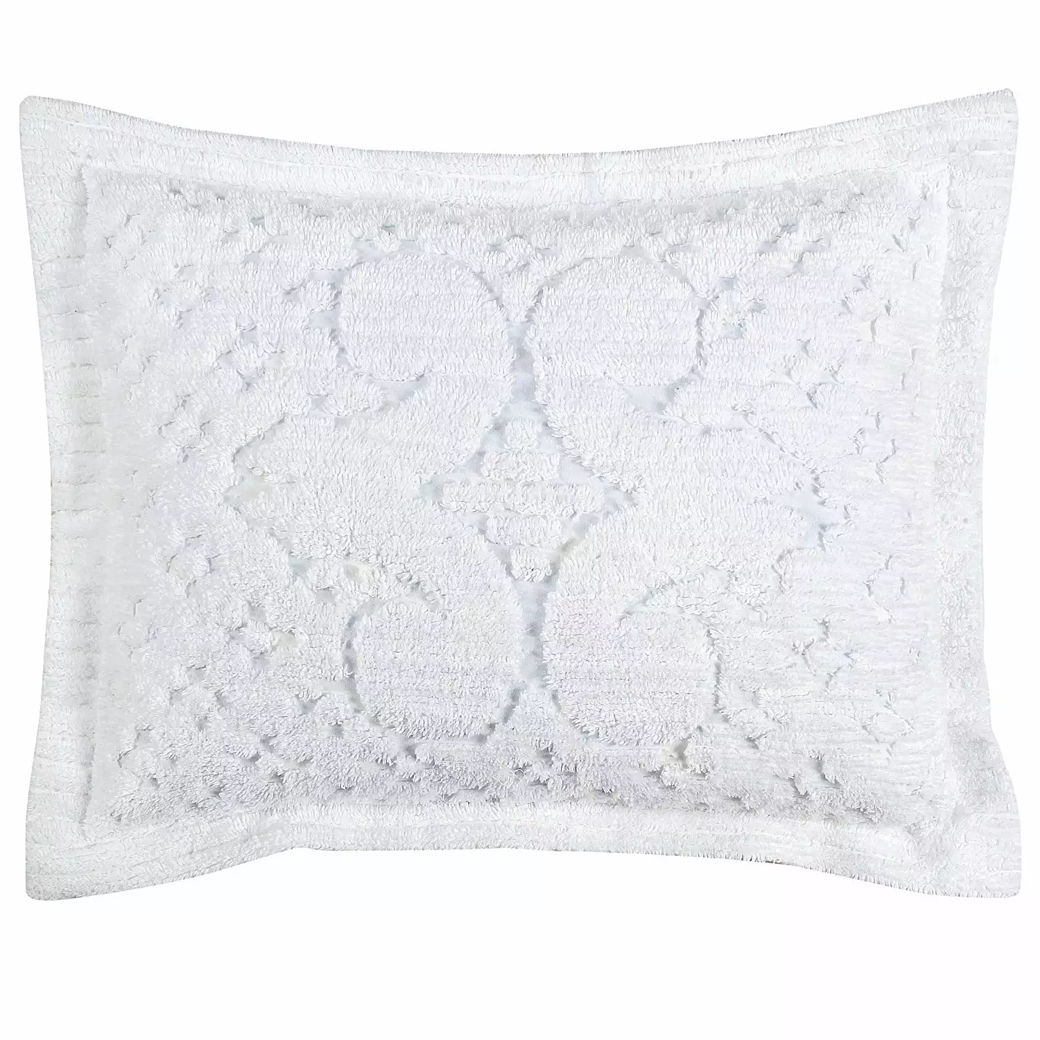 Better Trends Ashton Medallion Design 100% Cotton Bedspread Sham Set White Adults