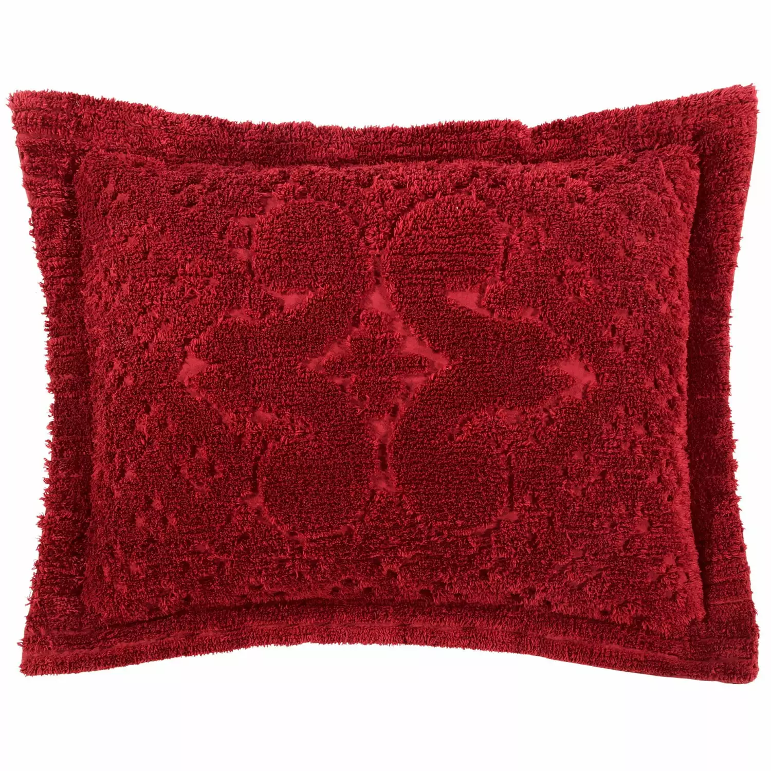 Better Trends Ashton Medallion Design 100% Cotton Bedspread Standard Sham Burgundy Adults