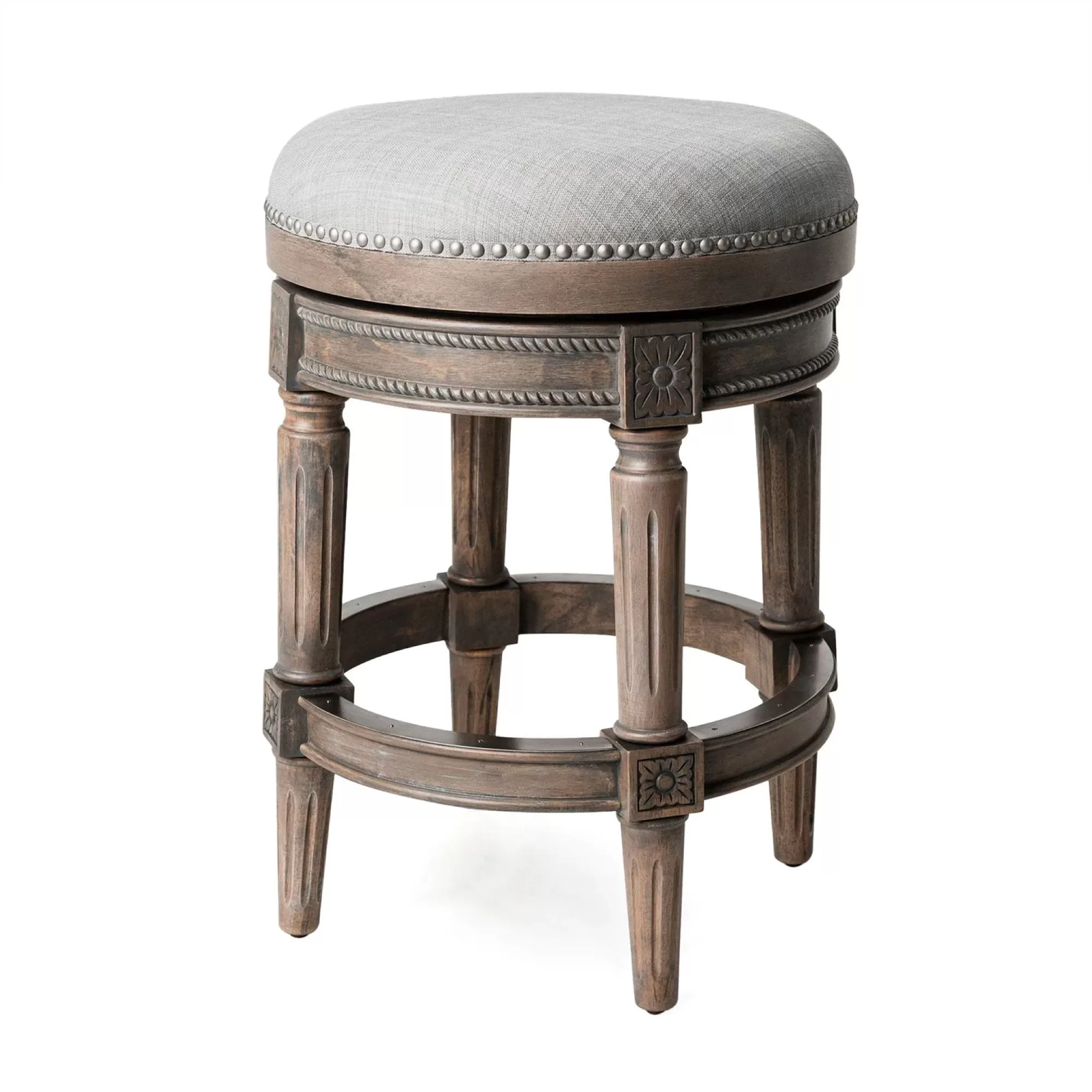Maven Lane Pullman Backless Swivel Kitchen Counter Stool Reclaimed Oak
