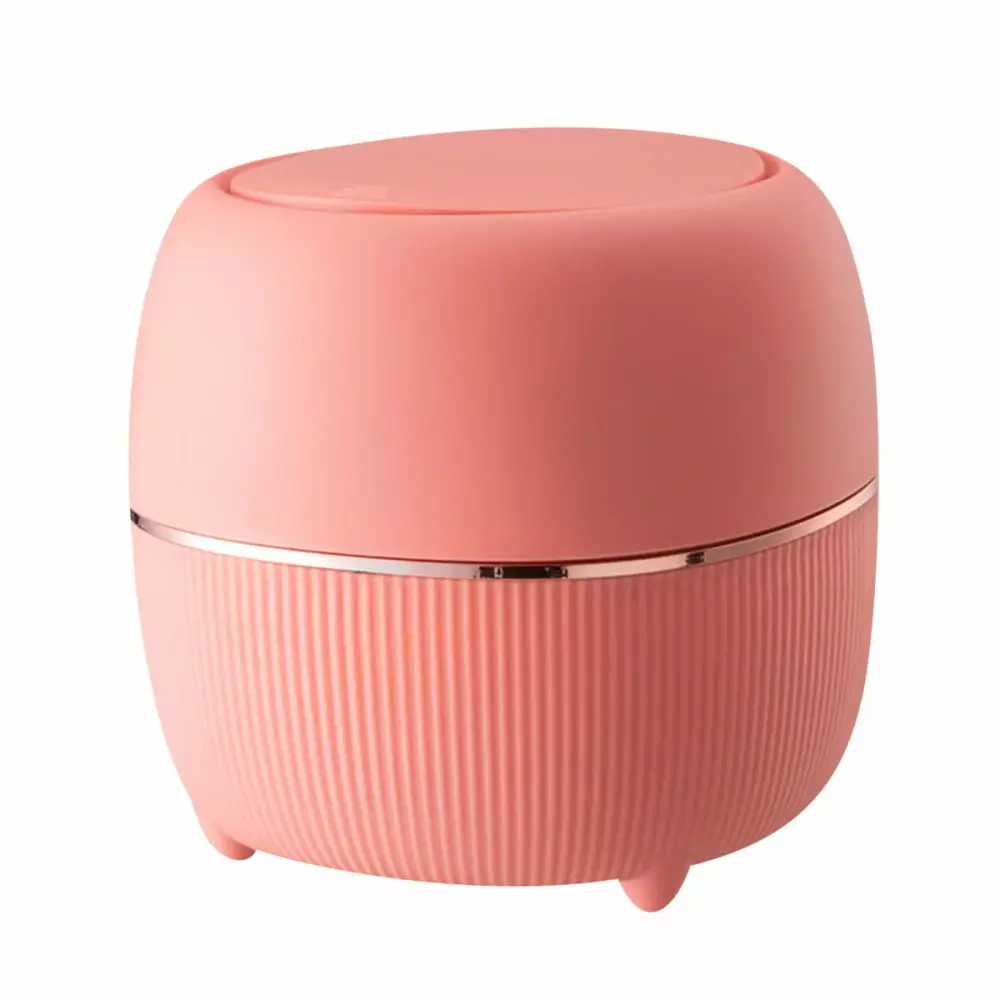 PHIGZNT Mini Countertop Trash Can Press Type Lid 1.3 Gallon Waste Bin Bathroom Vanity Pink