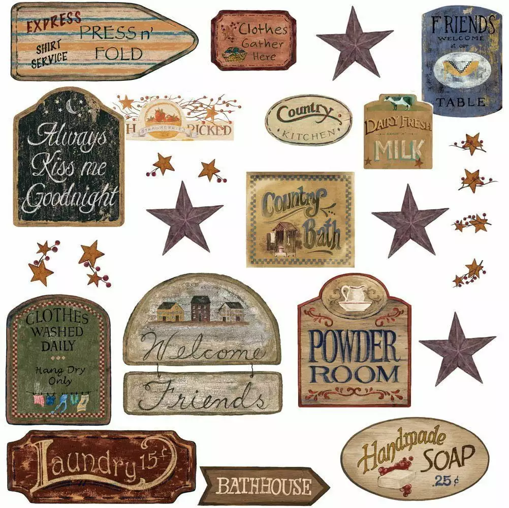 Country Signs 26 Wall Stickers Western Decals Laundry Kitchen Decor York