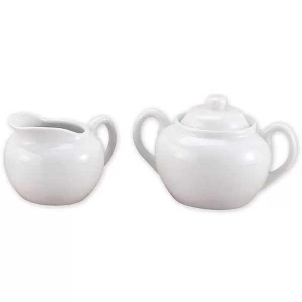 HIC Creamer and Sugar Service Set 6 Oz White Porcelain Tea Set