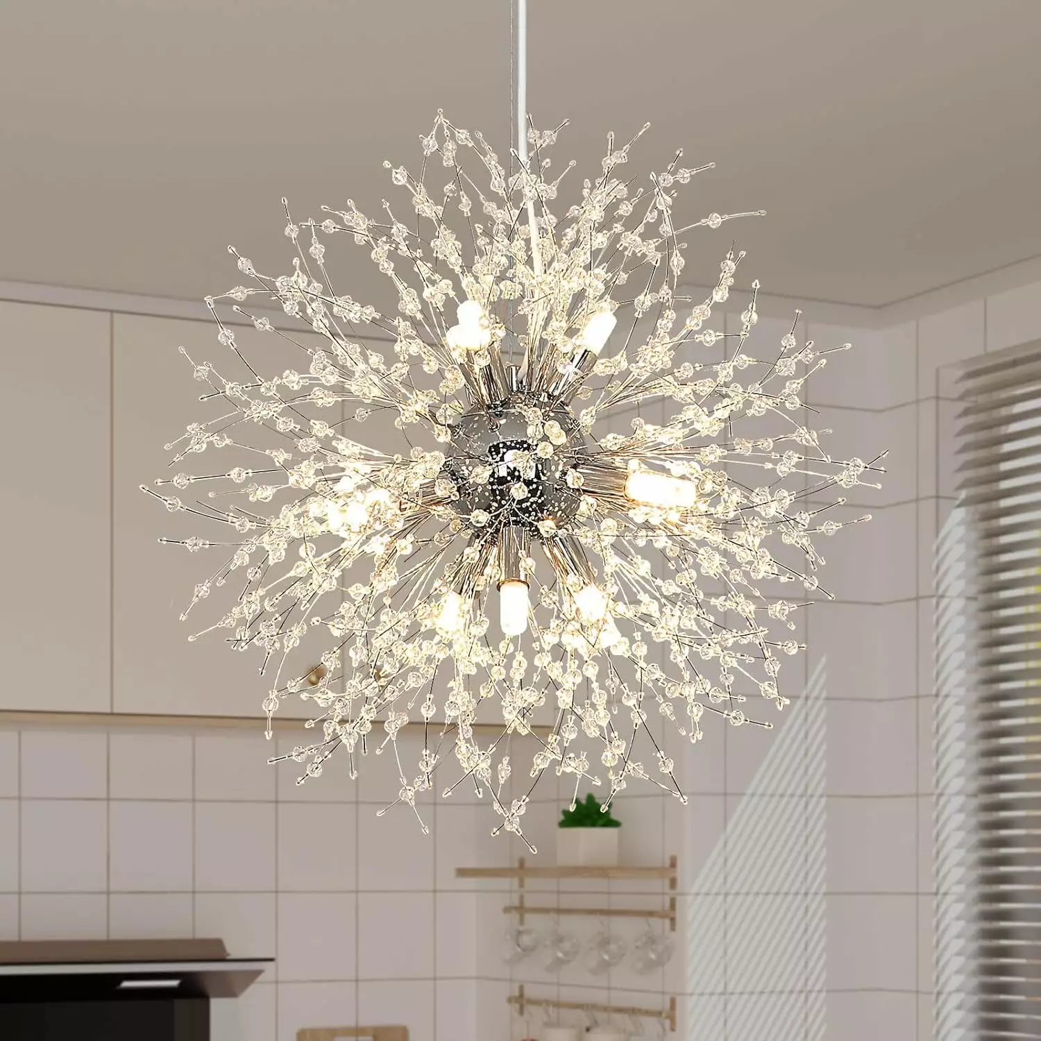 Depuley 19 Dandelion Crystal Chandelier Light Fixtures Firework Pendant Light Living Room Bedroom Dining