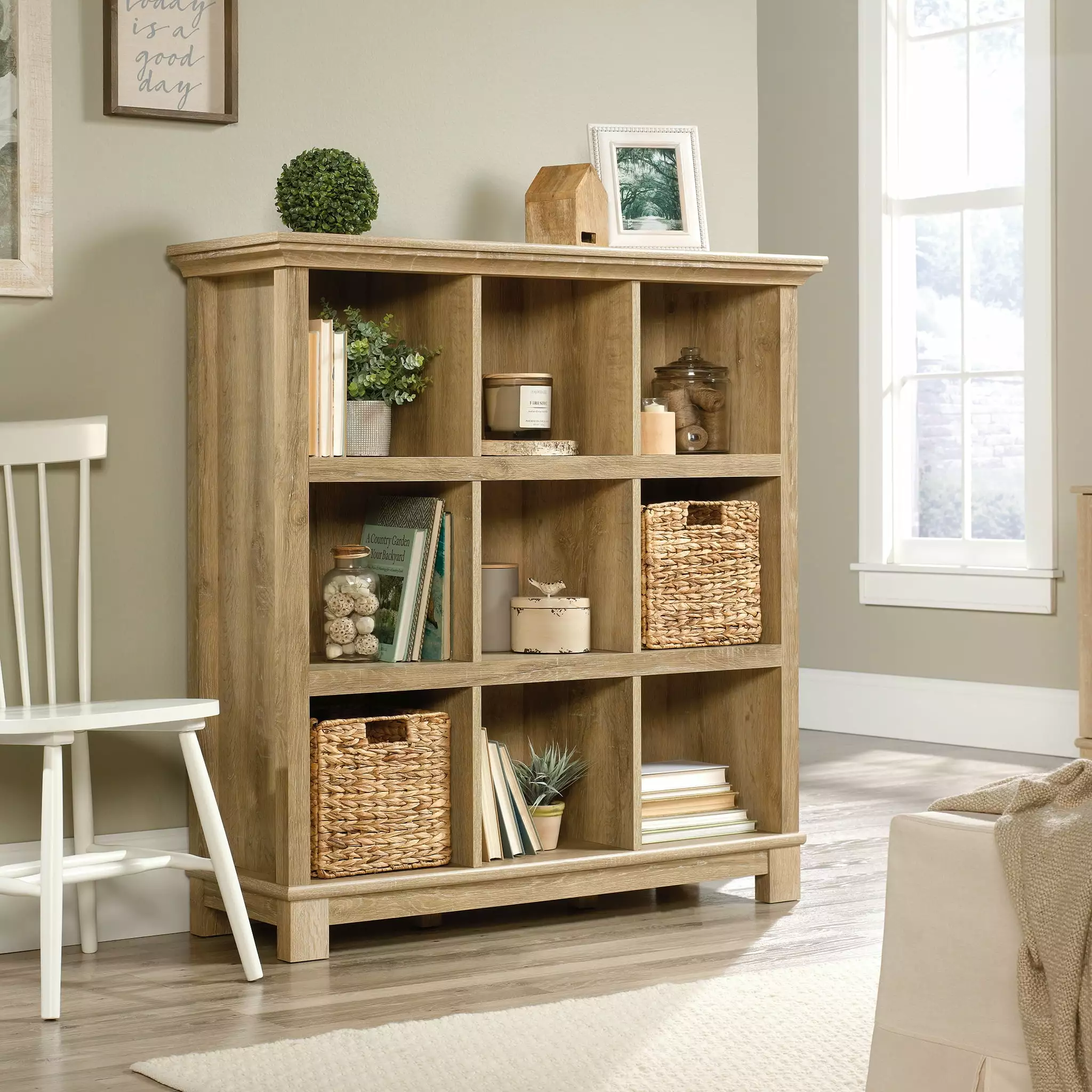 Sauder Garden Villa 9-Cube Arranger Orchard Oak Finish