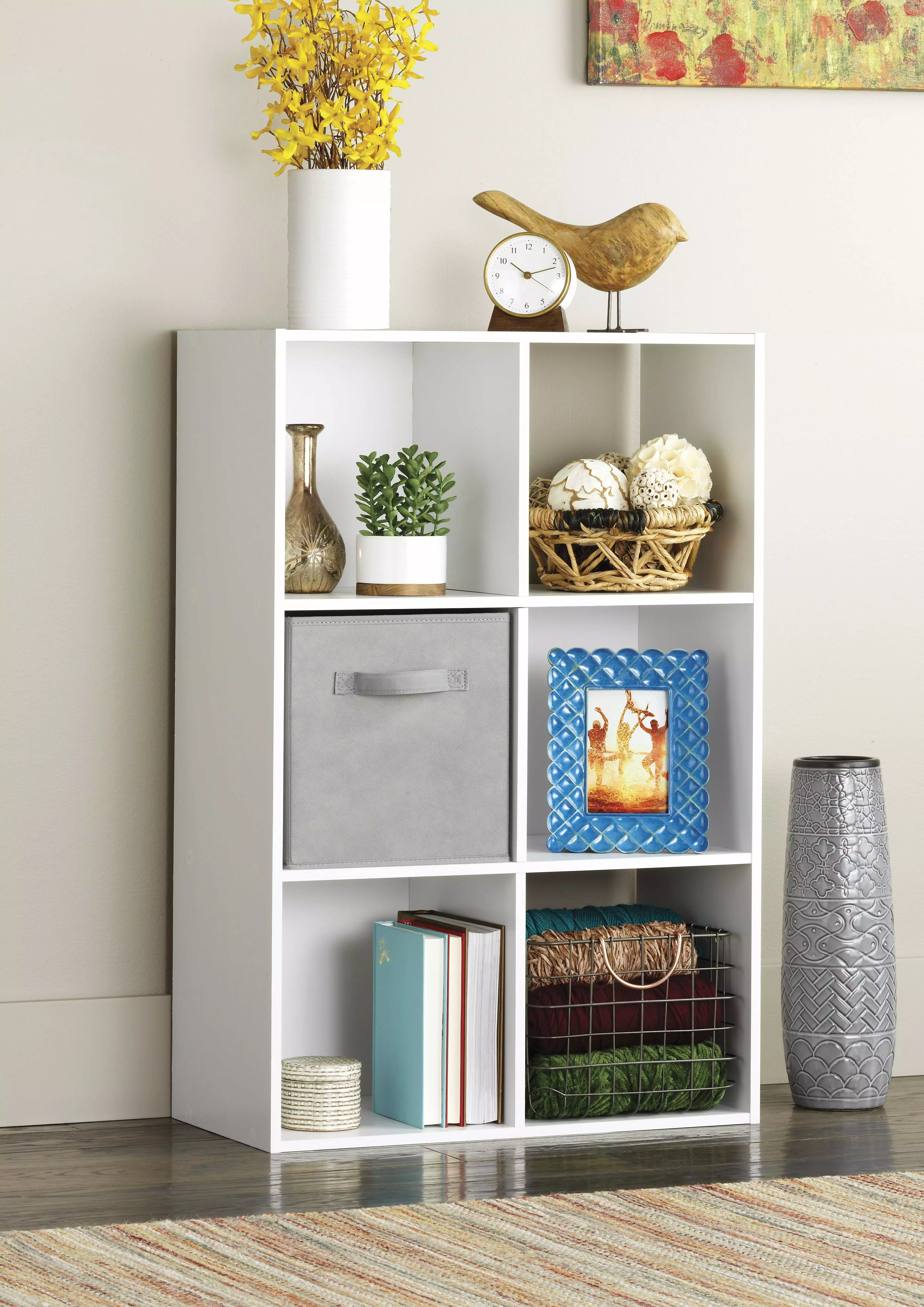 Whitmor 3-Shelf 6-Cube Bookcase Organizer White Home Office