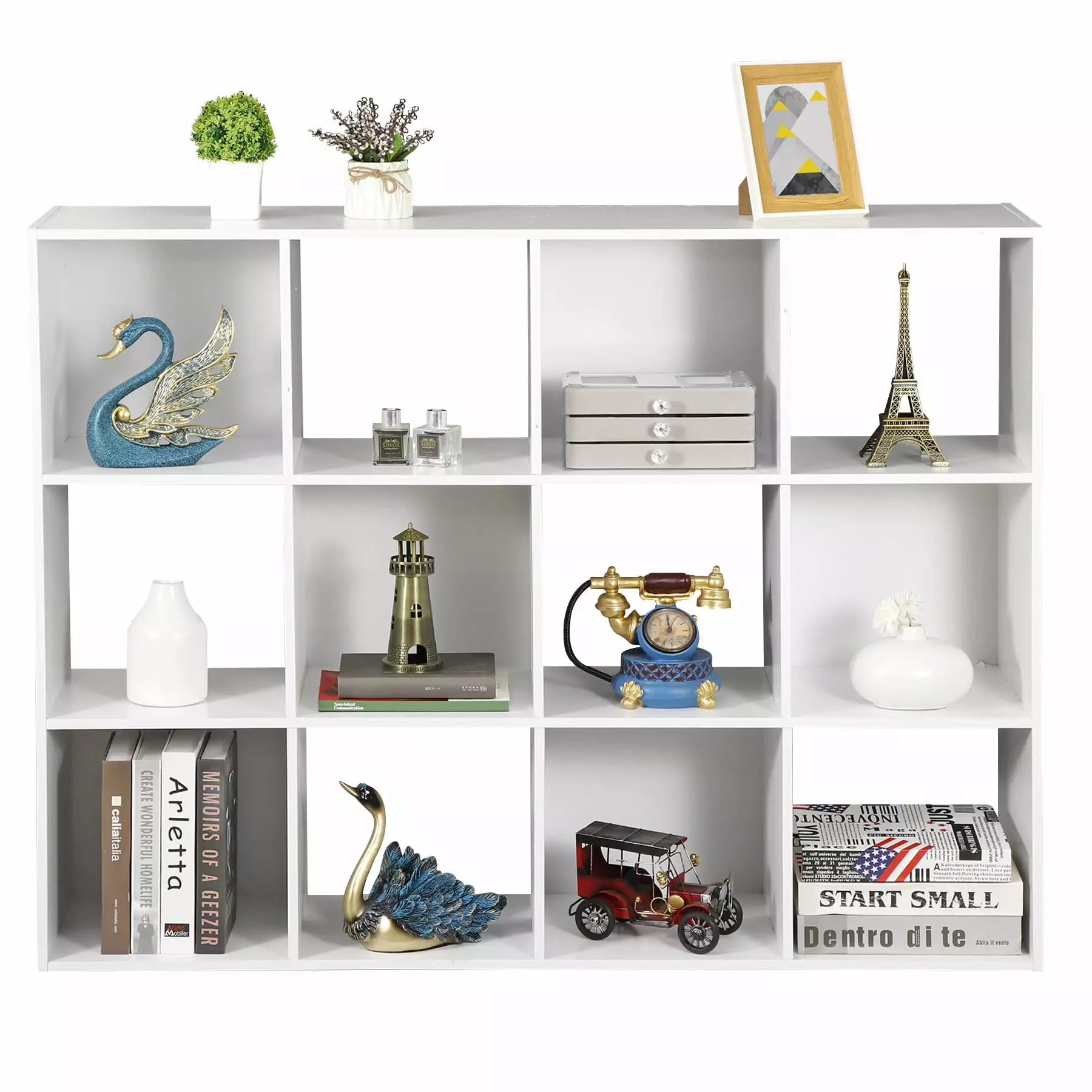 ZENSTYLE 12 Cubes Storage Shelves Bookshelf Display Cabinet Home Office White