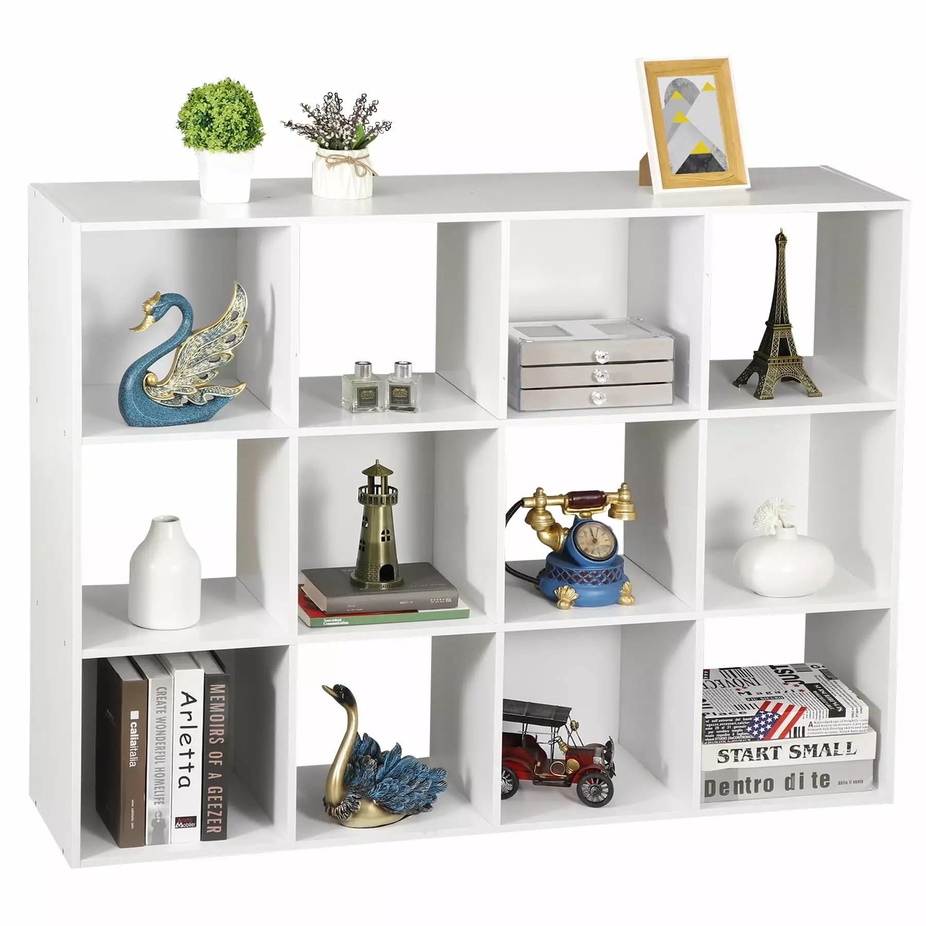 ZENY 12 Wood Cubes Storage Bookcase Bookshelf Display Rack Home and Office