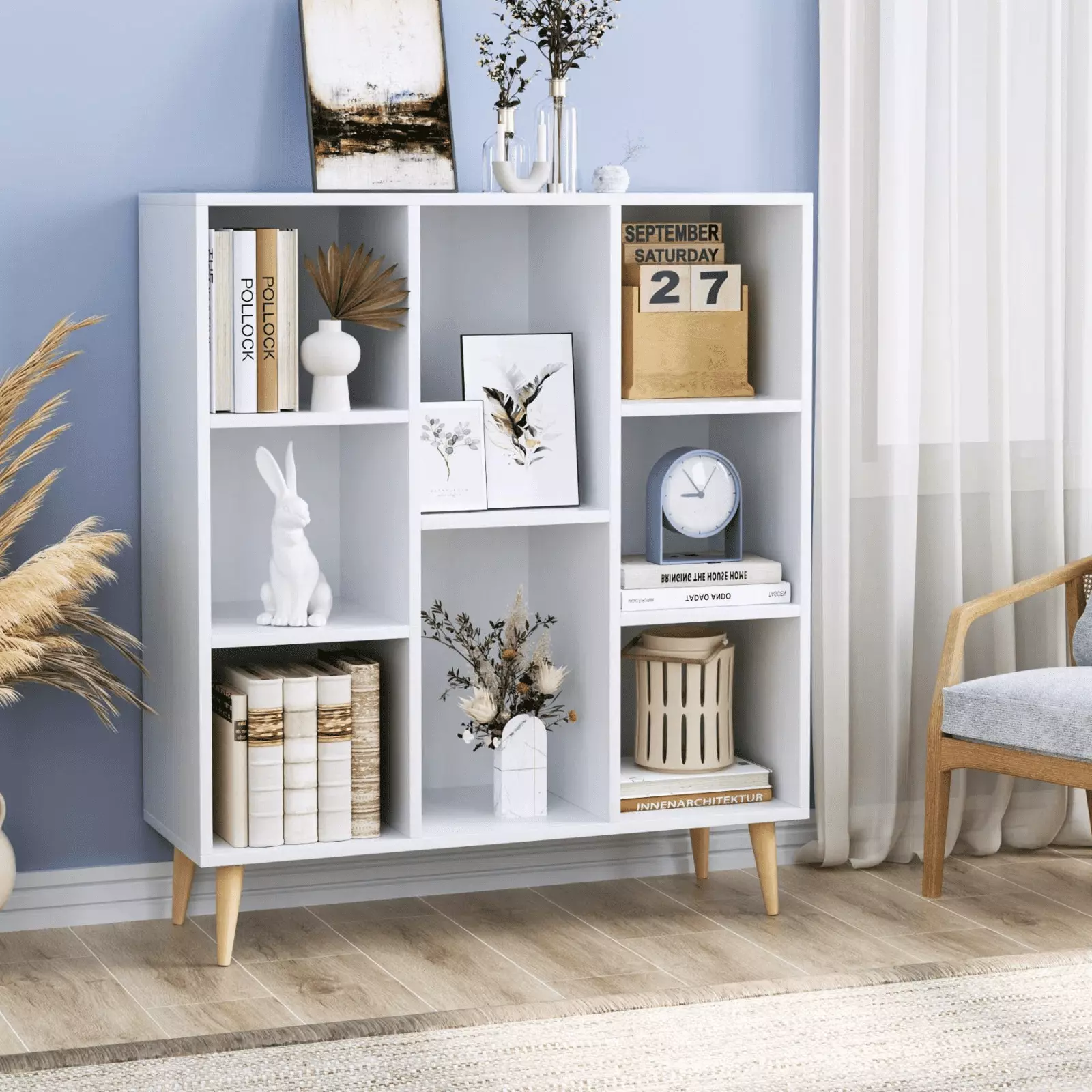 Homfa 8 Cube Storage Bookcase Freestanding Display Cabinet Shelves Unit White