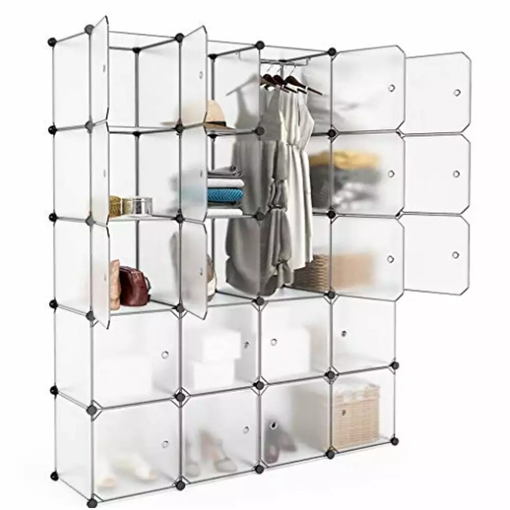 Kepooman Cube Storage Arranger 20 Cube Storage Unit Clothes Plastic Cube Shelves Bedroom Living Room Office White