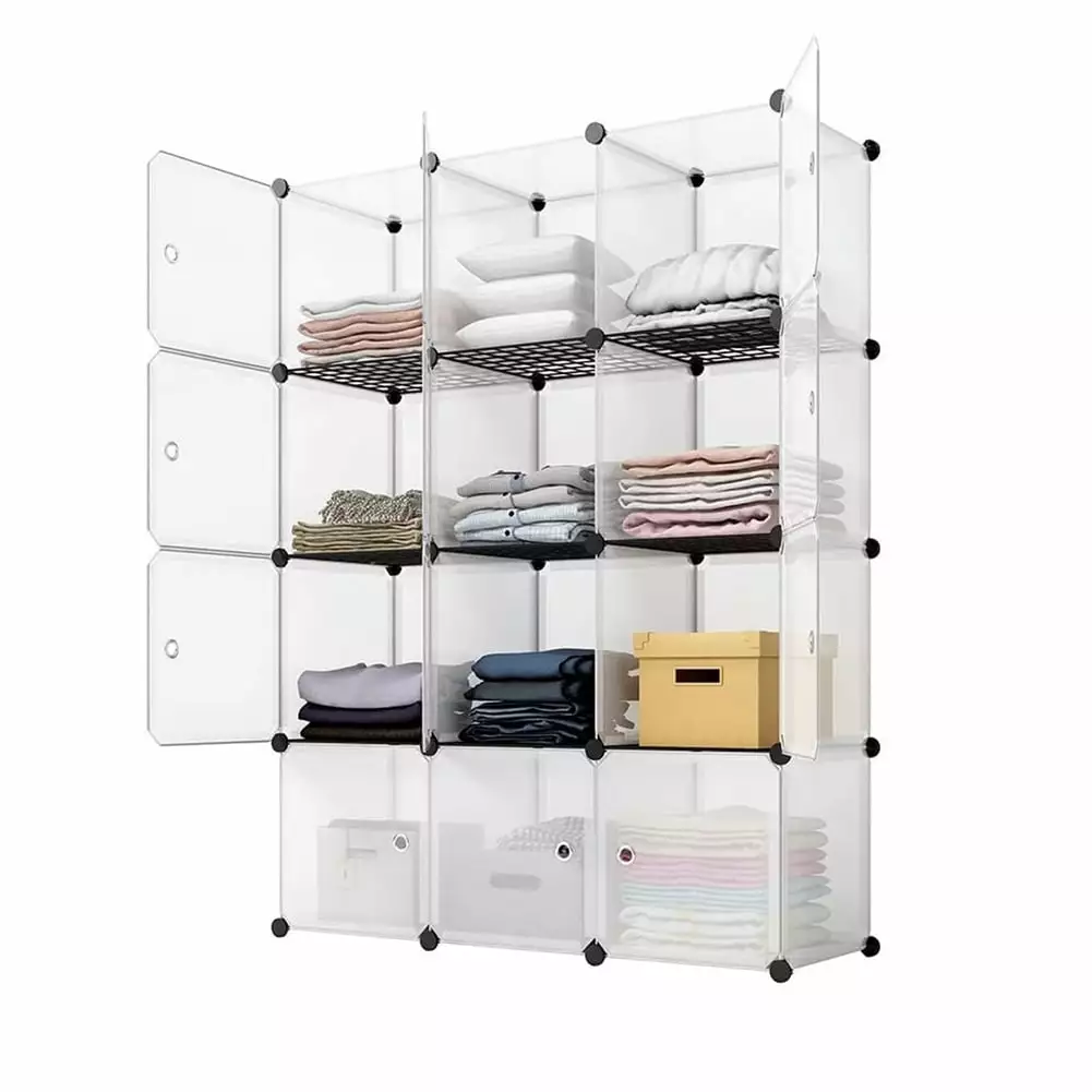 Kitsin 4-Layer 12-Cube Storage Cabinet Door Study Room and Bedroom