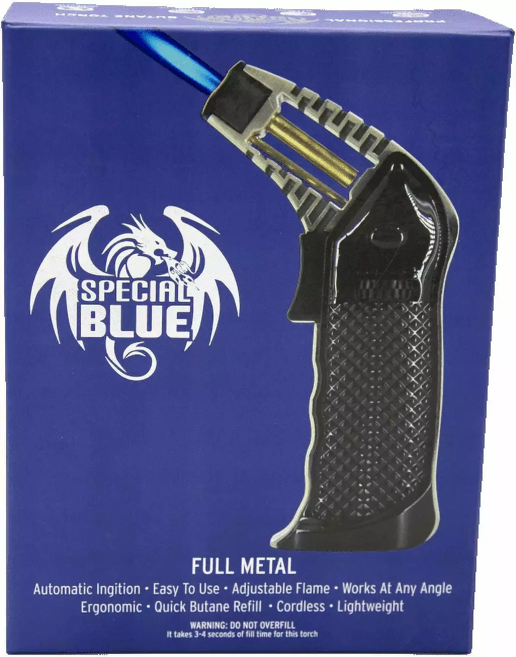 Special Blue Full Metal Butane Torch Adjustable Dual Flame Culinary and Welding Best Whip