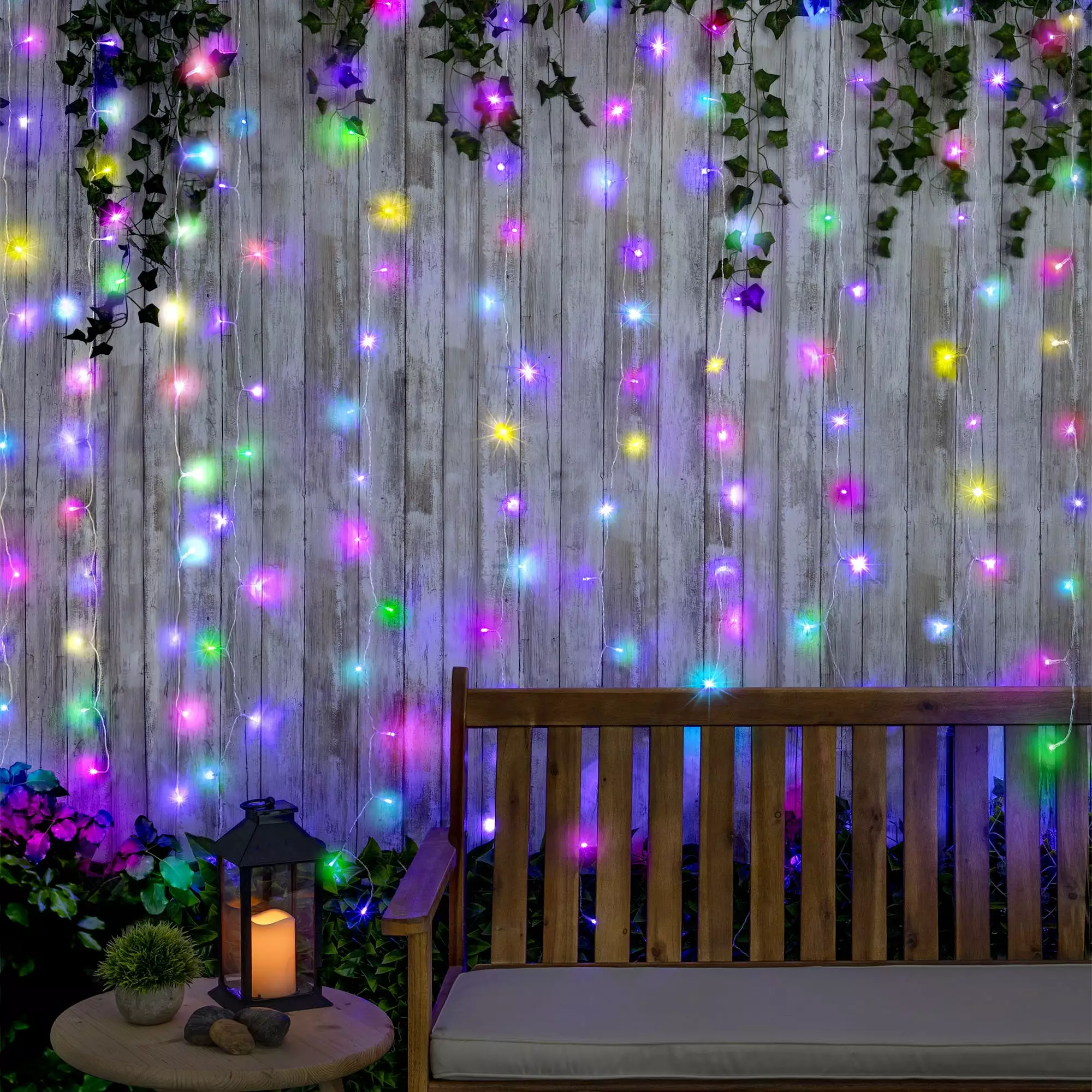 Merkury Noveltys Multi-Color Cascading Curtain Lights Music Sync Outdoor and Indoor Use Battery Powered Merkury Innovations