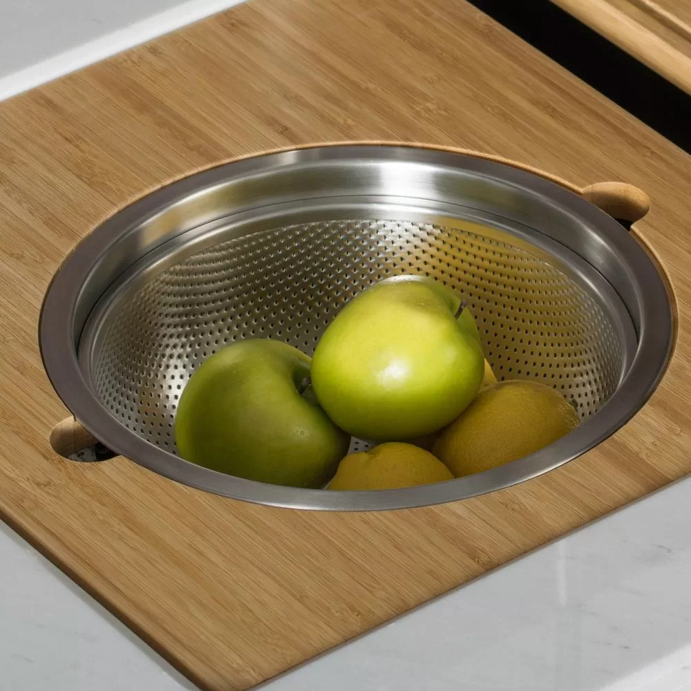 KRAUS 16.75 Inch Workstation Kitchen Sink Serving Board Set Colander