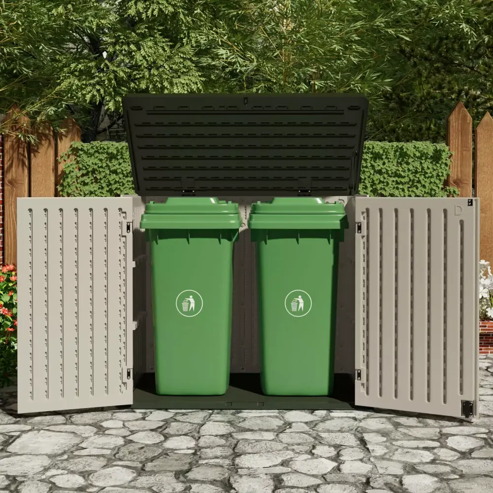 Homall 260 Gallon Outdoor Storage Deck Box HDPE Plastic Trash Cans Dark Green