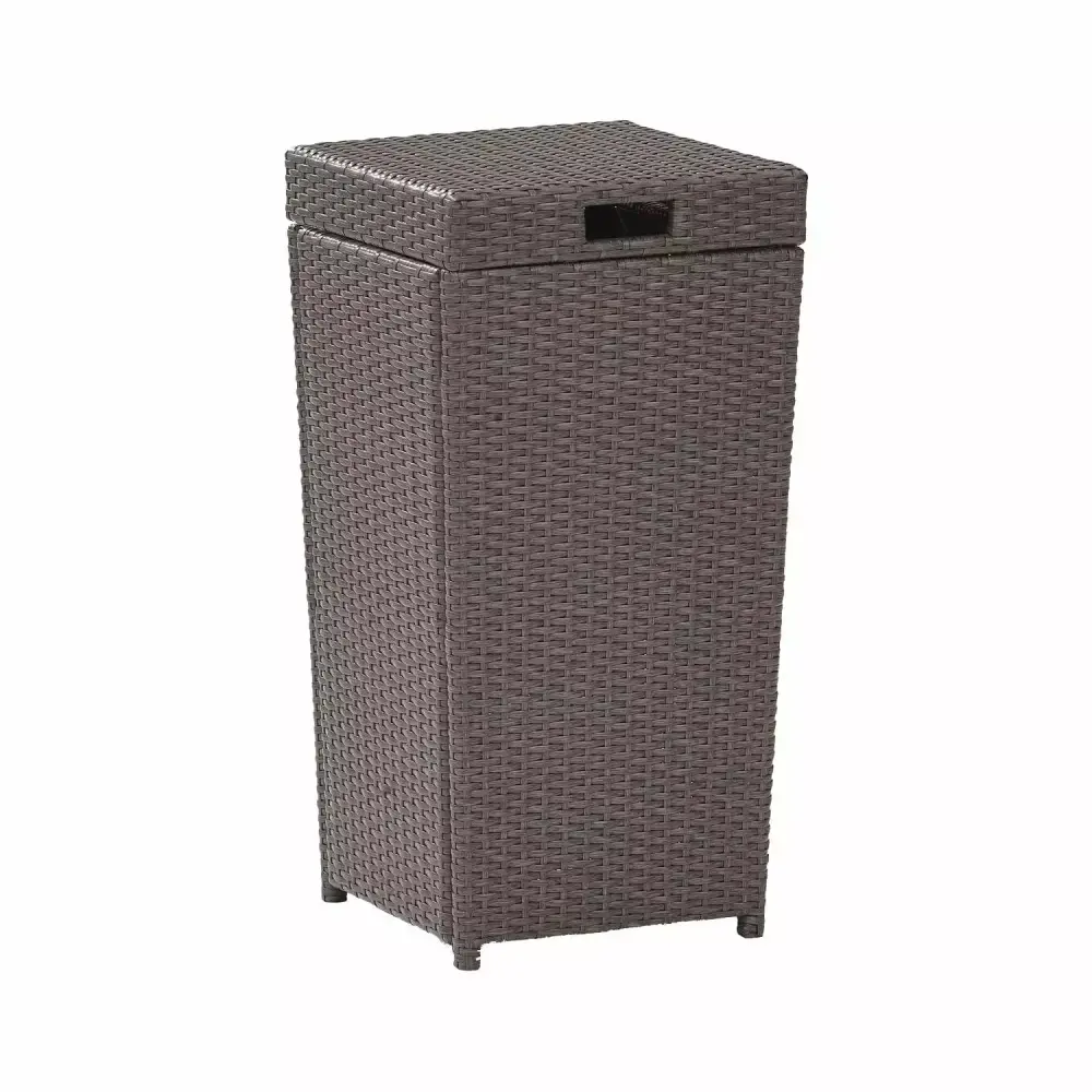 HomeStock Rustic Retreat Outdoor Wicker Trash Bin Brown