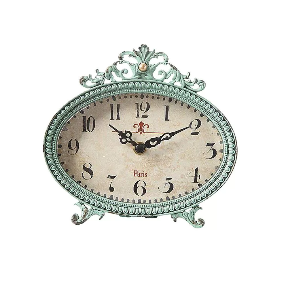 3R Studios Lily 6.25x6.5 Aqua Table Clock