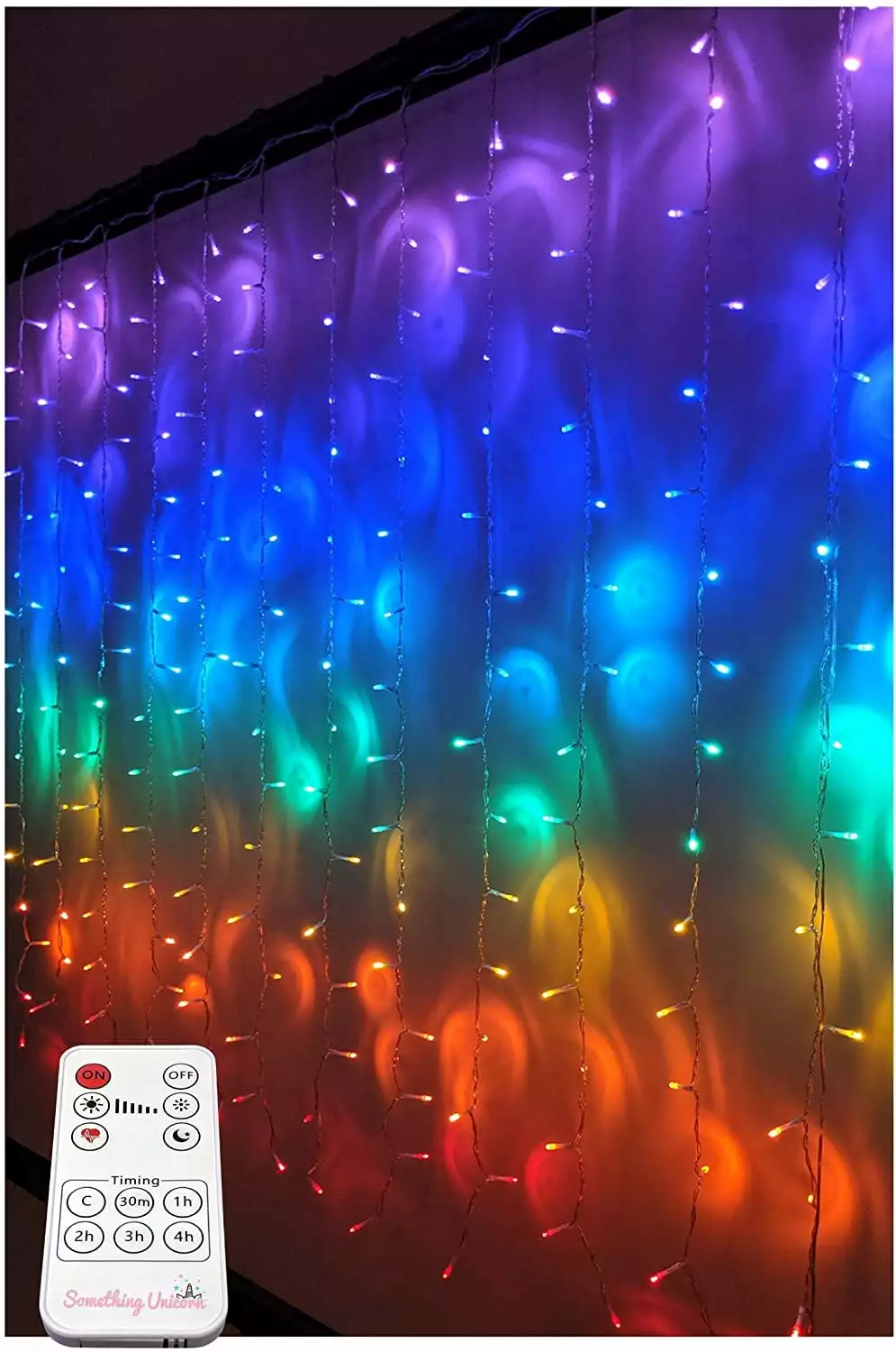 Rainbow LED Curtain Lights Remote Control Girls Room Unicorn Decor Something Unicorn
