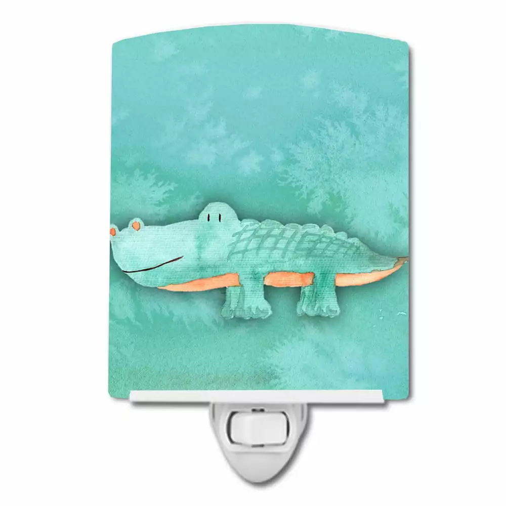 Caroline's Treasures Alligator Watercolor Ceramic Night Light 6x4x3 Multicolor