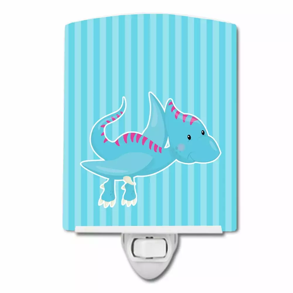 Caroline's Treasures Dinosaur Pink Ceramic Night Light 6x4x3 Multicolor