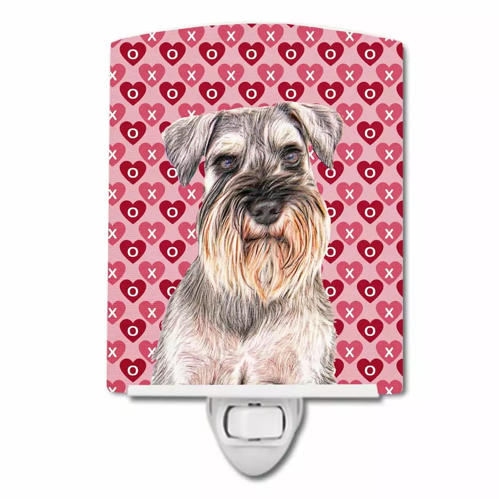Caroline's Treasures Hearts Love Valentine's Day Schnauzer Ceramic Night Light 6x4x3 Multicolor