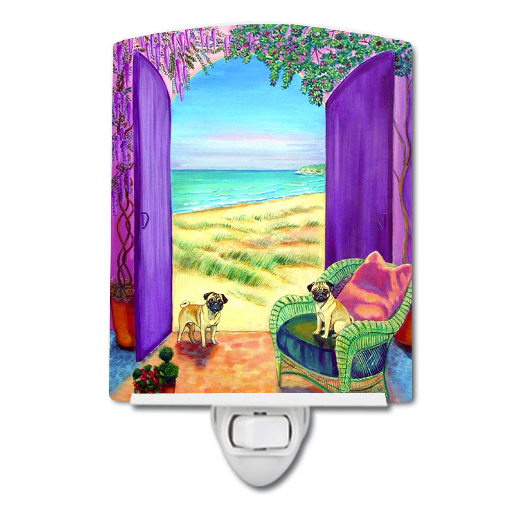 Caroline's Treasures Pug Let's Go Outside Ceramic Night Light 6x4x3 Multicolor