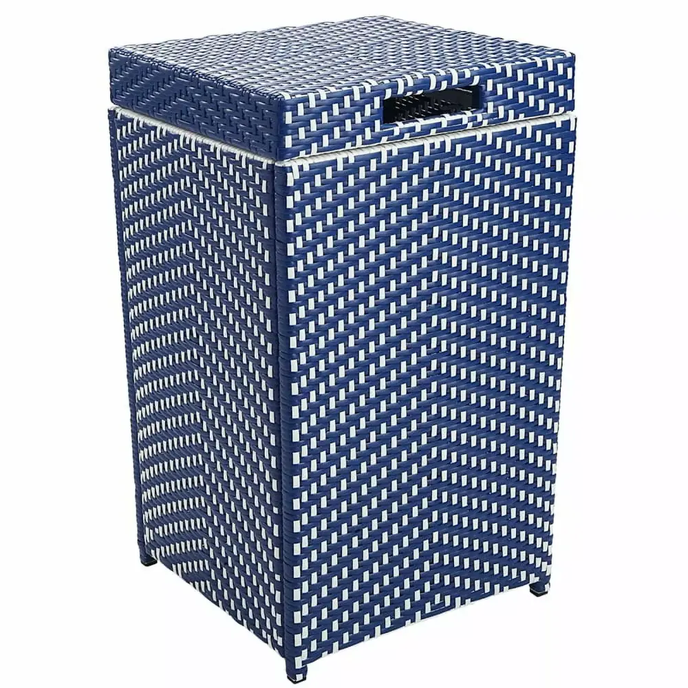 Furniture America Azur Outdoor Aluminum Wicker Navy Trash Can