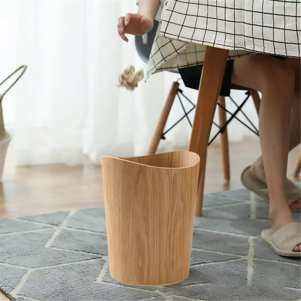 Wooden Waste Bin No Cover Bedroom Living Room Office Bathroom Paper Storage One
