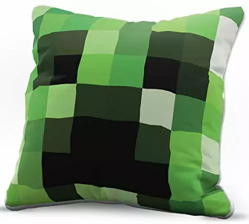 Minecraft Creeper Decorative Pillow Cover 15x15 Green Microfiber Gaming Bedding Jay Franco