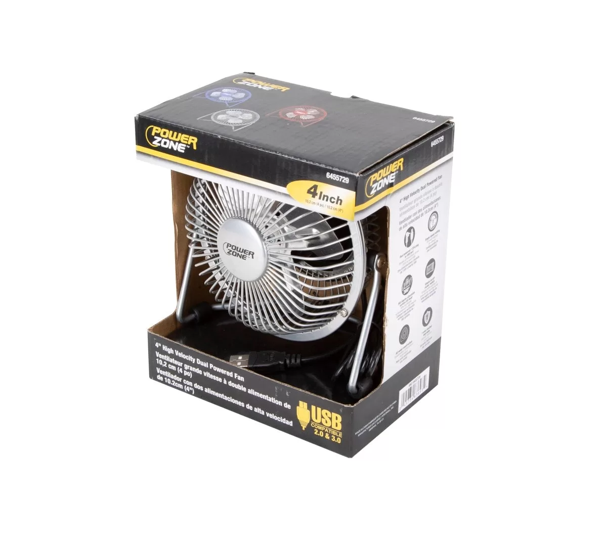 PowerZone FE-20 Personal Mini Fan 4 Inch Assorted Colors Portable Desk Fan