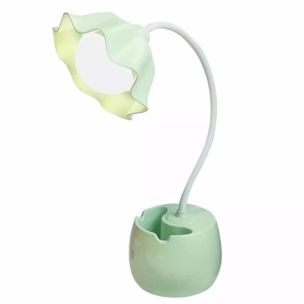 Desk Lamp LED Desk Lamp Eye Protection Touch Dimmer Desk Lamp Flower Design Pen Holder Home Office Frcolor