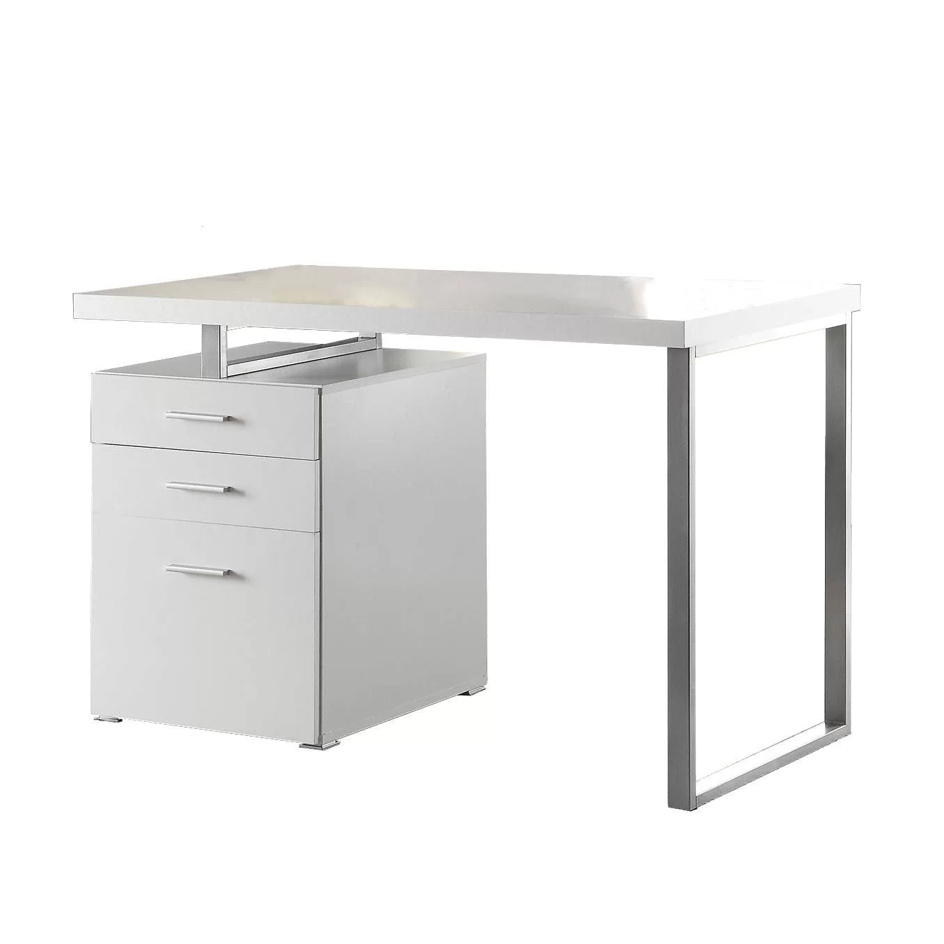 Coaster Home Furniture Office File Drawer Writing Desk White and Silver Compact Design