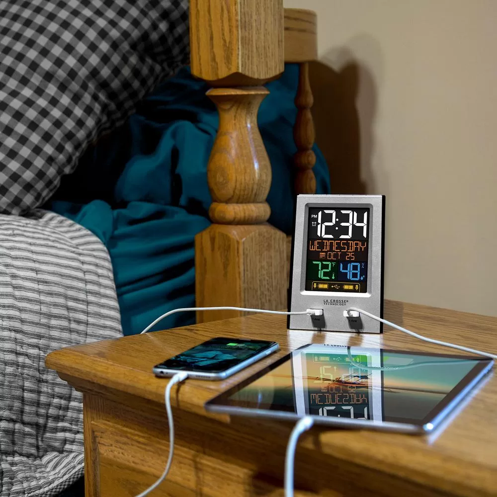 La Crosse Technology Desktop Dual USB Charging Station Alarm Clock Nap Timer