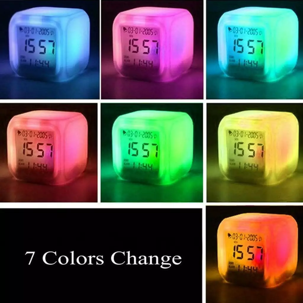 Akmoler Alarm Clock Cool LED Digital Clock Night Light Popular Pattern Color Display