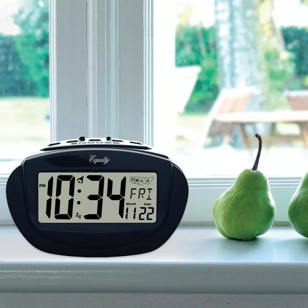 La Crosse Technology Insta-Set 3.93 . x 2.36 . Digital LCD Calendar Alarm Table Clock - Modern