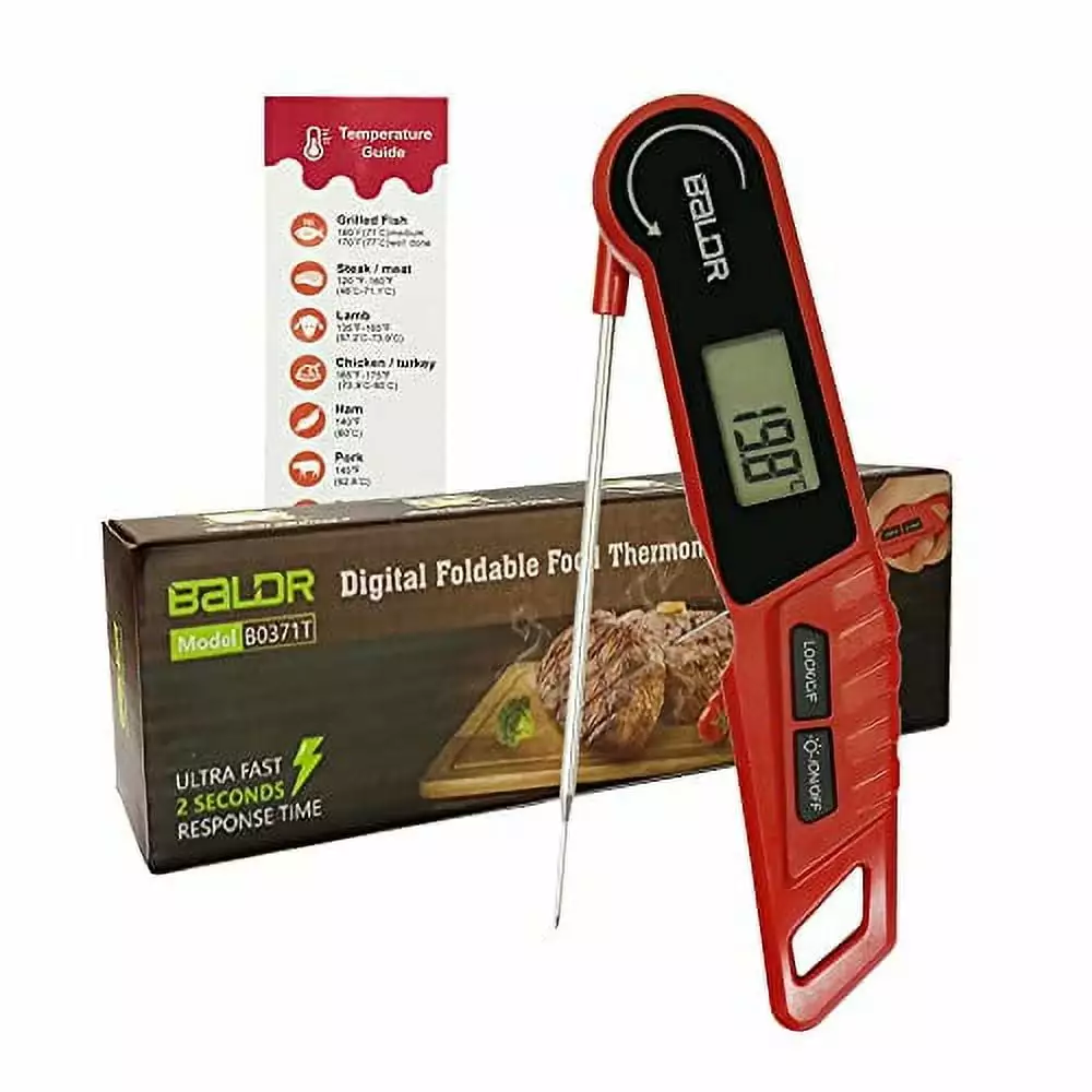 BALDR Digital Meat Thermometer Orange Backlight Kitchen Cooking and Outdoor BBQ IPX6 Waterproof