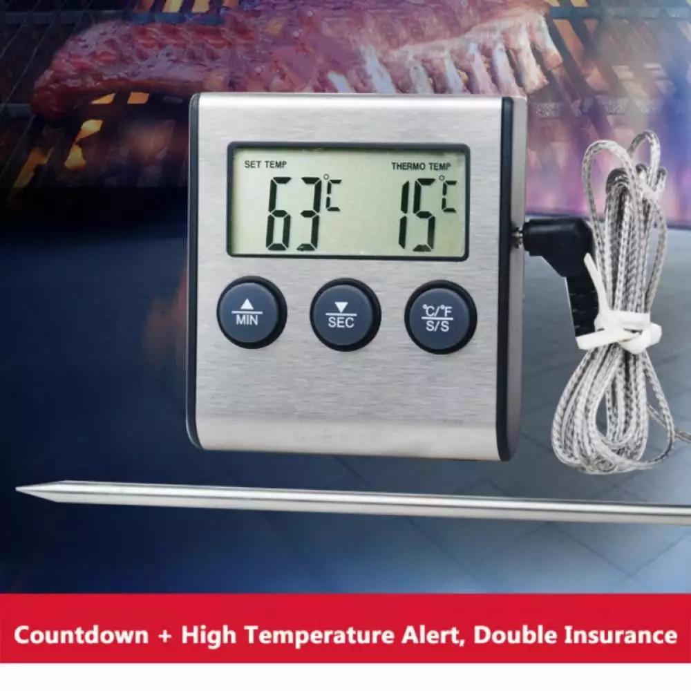 Digital Kitchen Food Thermometer Timer Cooking Meat Smoker Oven BBQ Grill Crowdstage