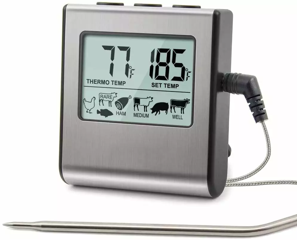 ThermoPro TP-16 Large LCD Digital Cooking Food Meat Smoker Oven Kitchen BBQ Grill Thermometer Clock Timer Gisneze
