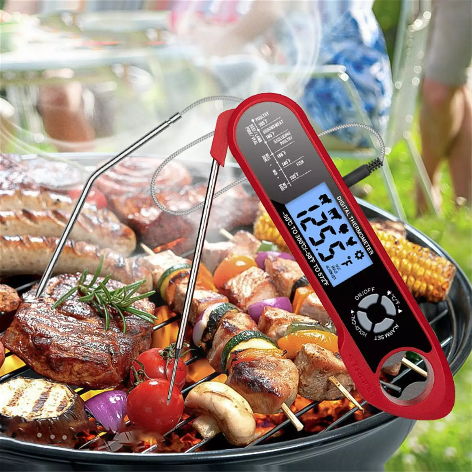 Digital Meat Thermometer Ambidextrous Backlit Waterproof BBQ Grill Smoker Oil Fry Candy RnemiTe-amo